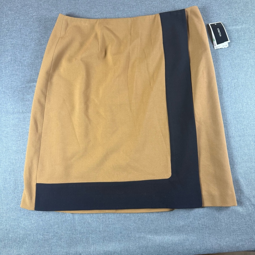 Nine‎ West Brown Black Color Block A-Line Skirt Women's Size 8